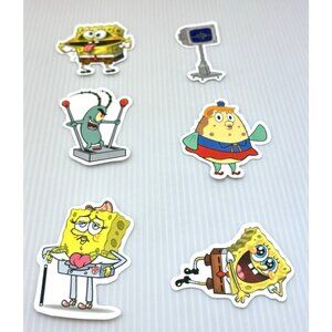 SpongeBob SquarePants 6pc Vinyl Stickers Lot Cartoon Water Bottle Laptop Decals